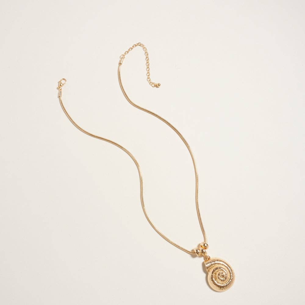 Metal Spiral Shell Sealife Pendant Necklace