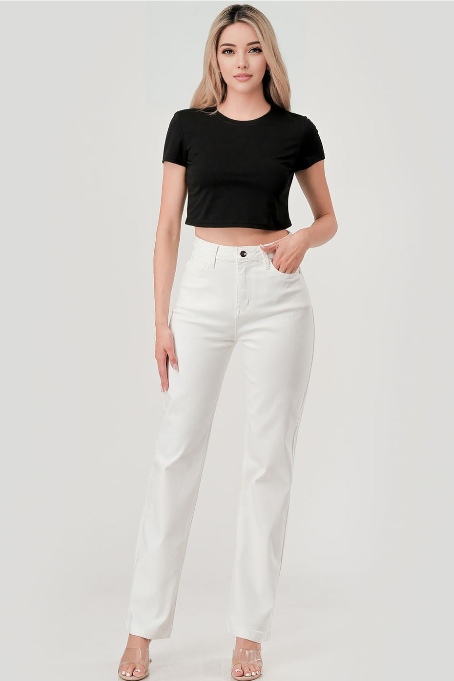 High Rise Butt Lift Straight Fit Jeans