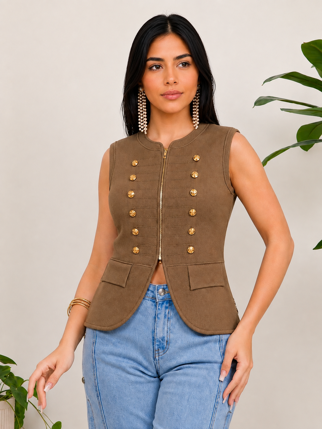 Mocha Military Vest