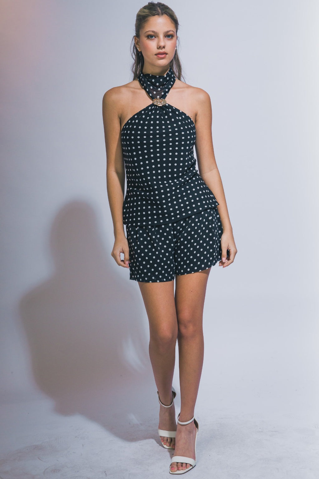 Midnight Riviera Polka Dot Halter Set