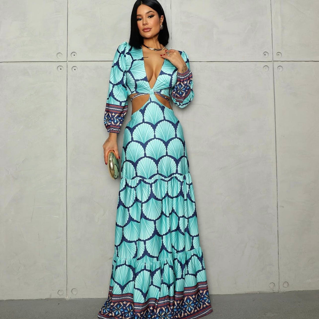 Ocean Goddess Cutout Maxi Dress