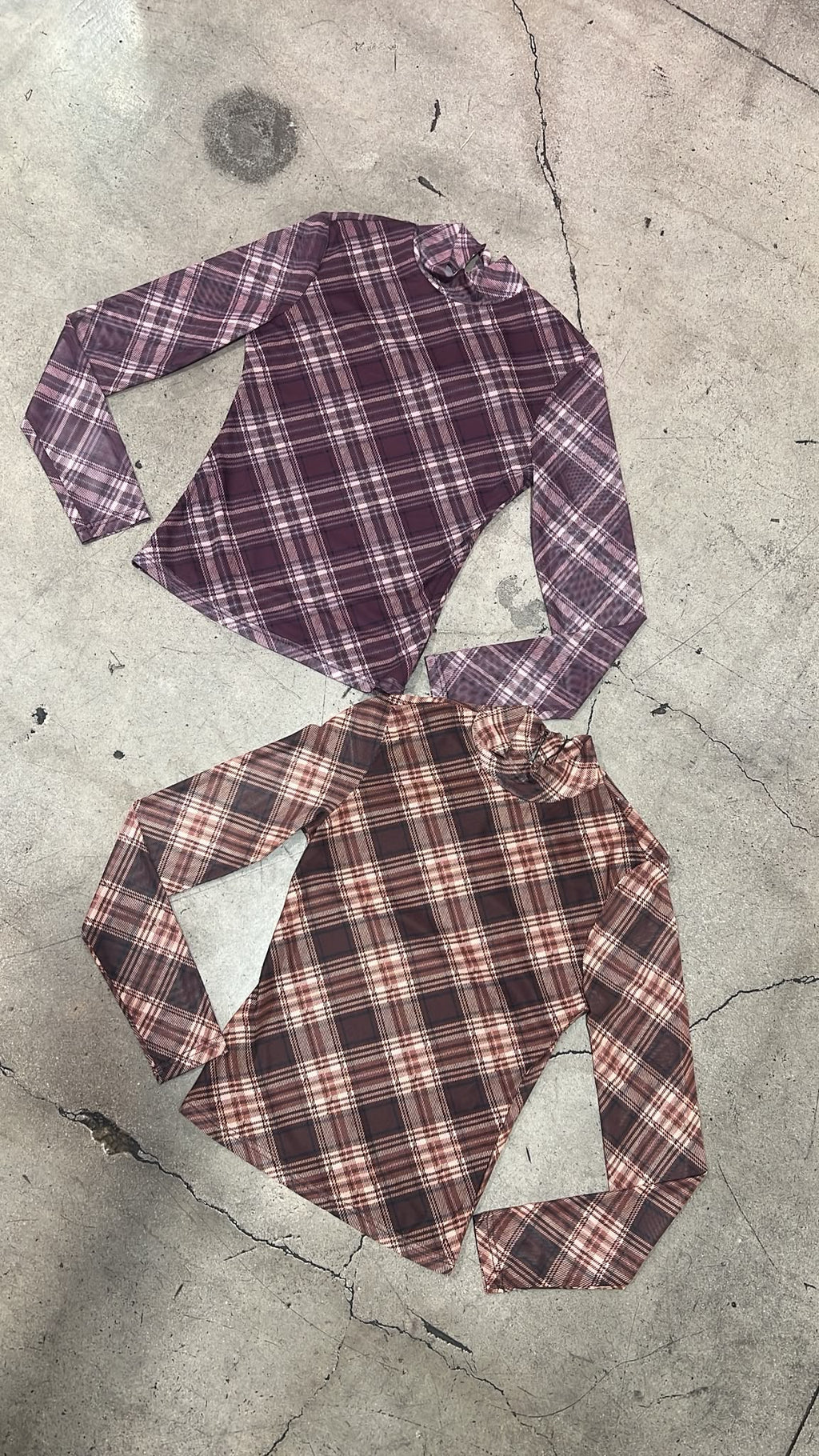 Plaid Mock Neck Top