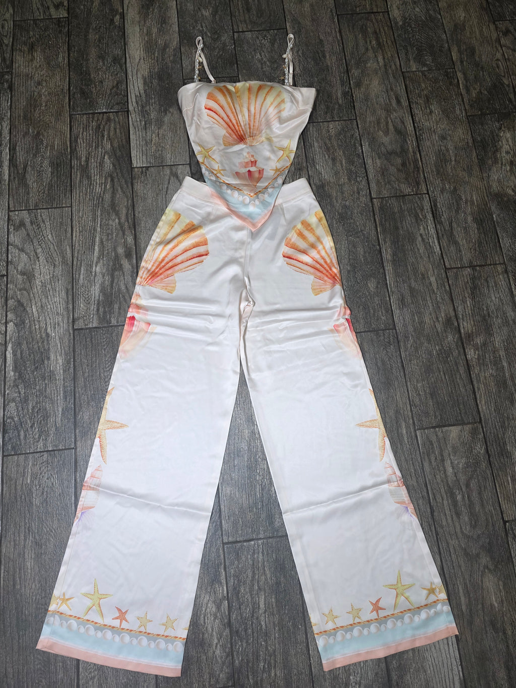Coastal Seashell Satin Two-Piece Set