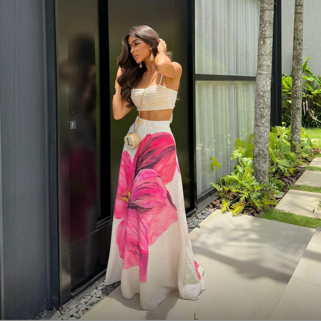 Blush Bloom Two-Piece Maxi Skirt Set