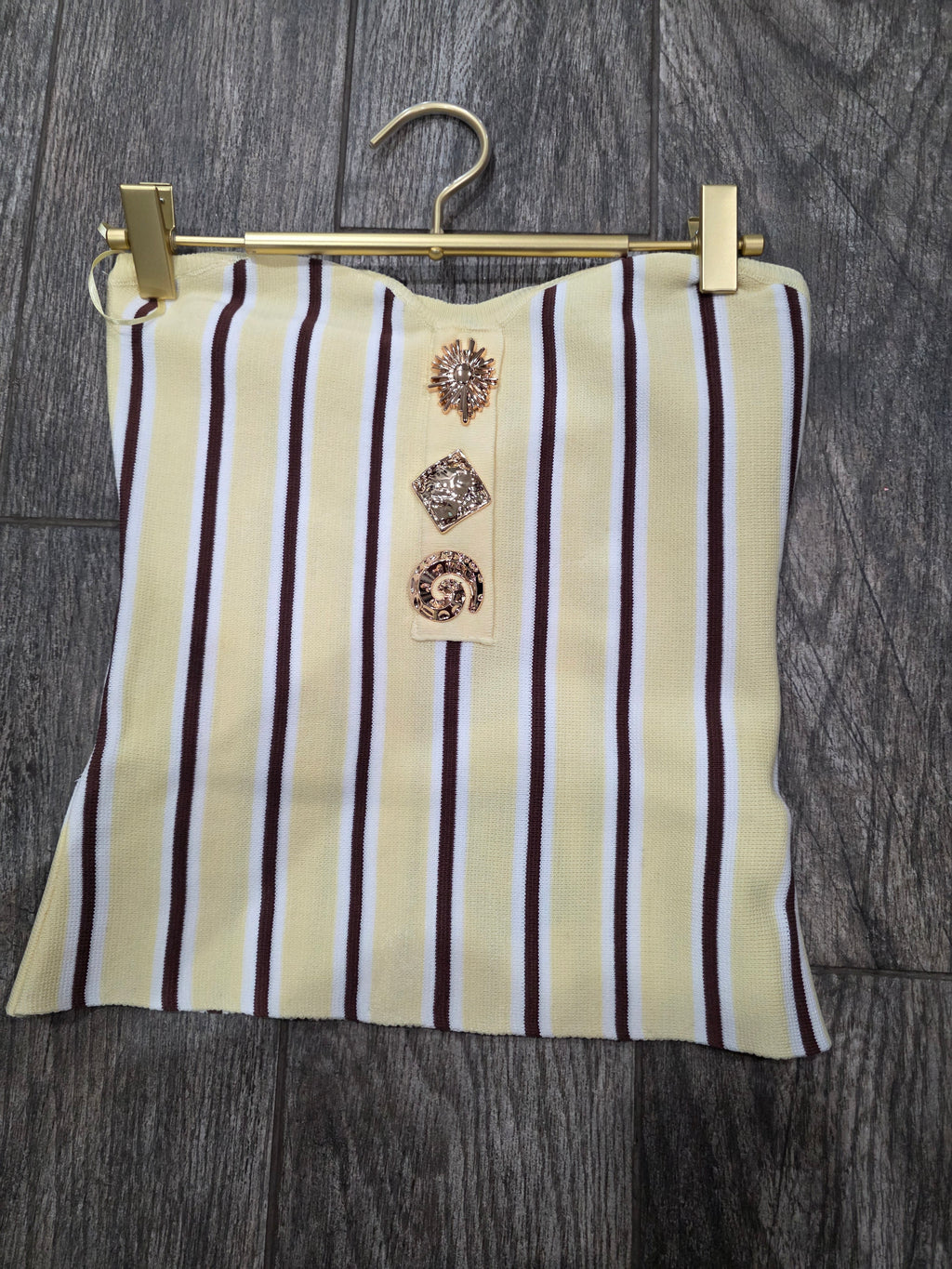 Golden Knit Strapless Top