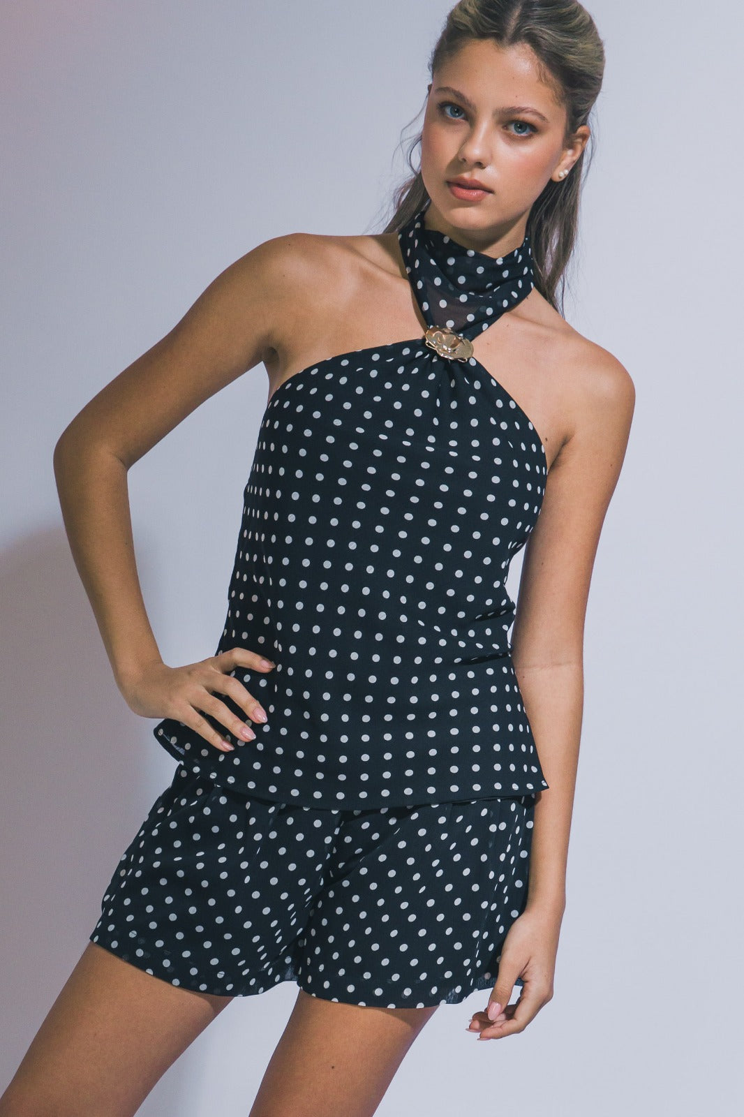 Midnight Riviera Polka Dot Halter Set