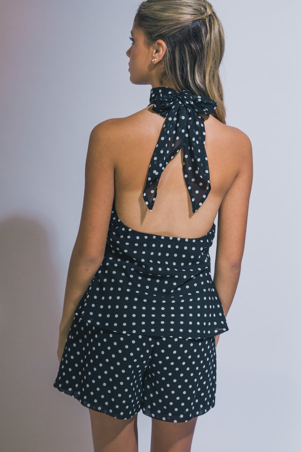 Midnight Riviera Polka Dot Halter Set