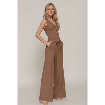 Mocha Coast Wide-Leg Lounge Set