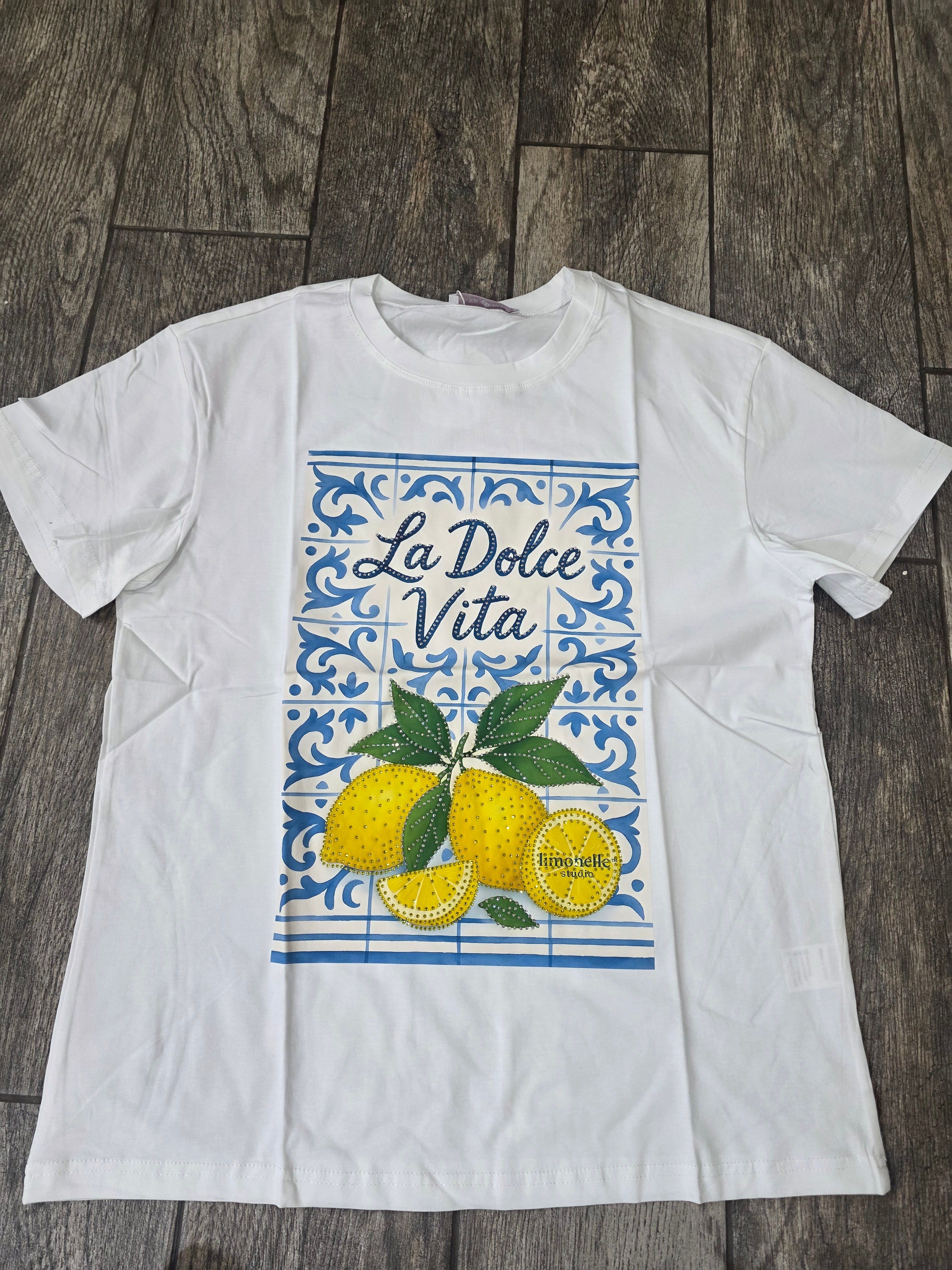 La Dolce Vita Lemon Rhinestone Tee
