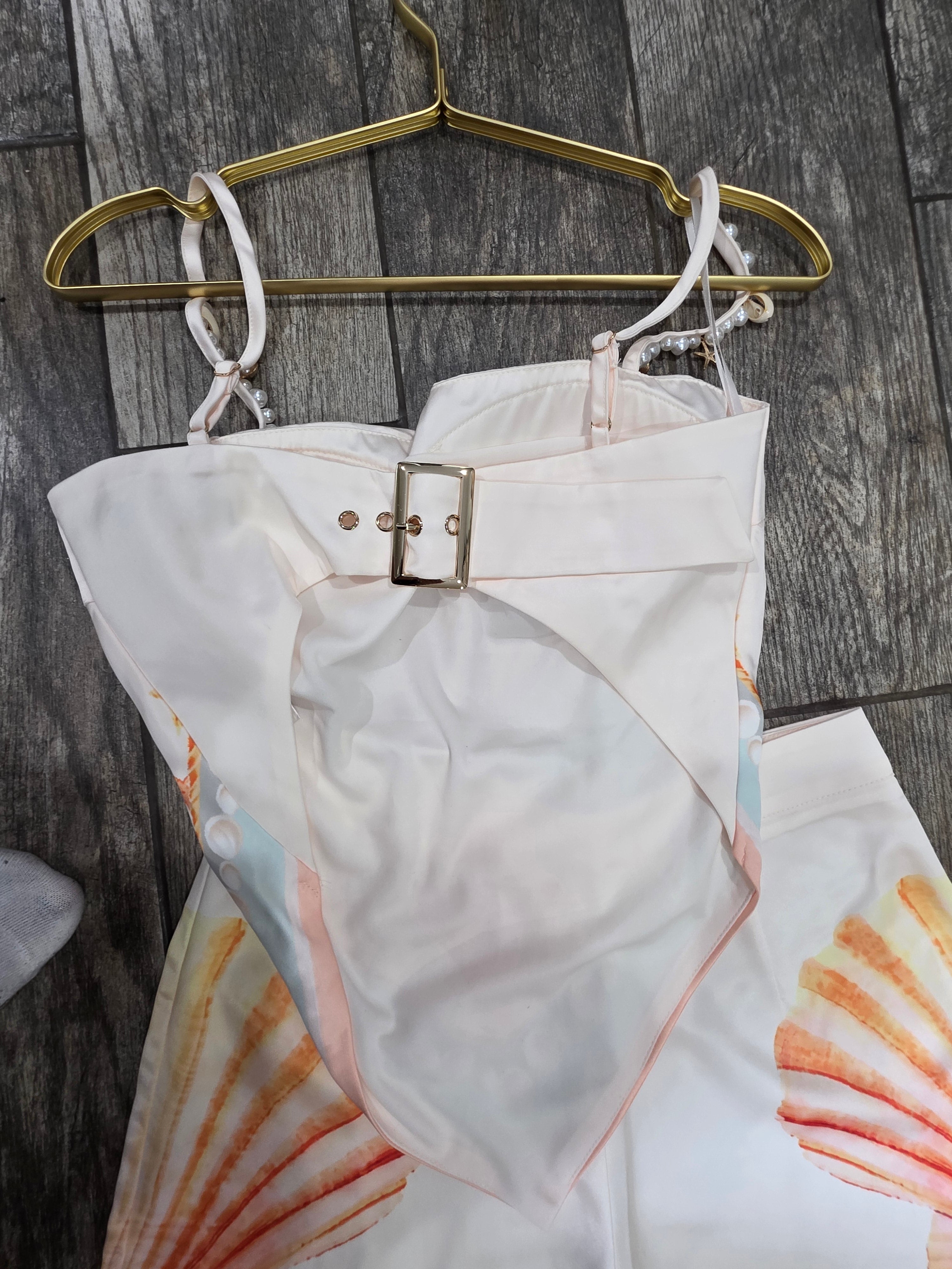Coastal Seashell Satin Two-Piece Set