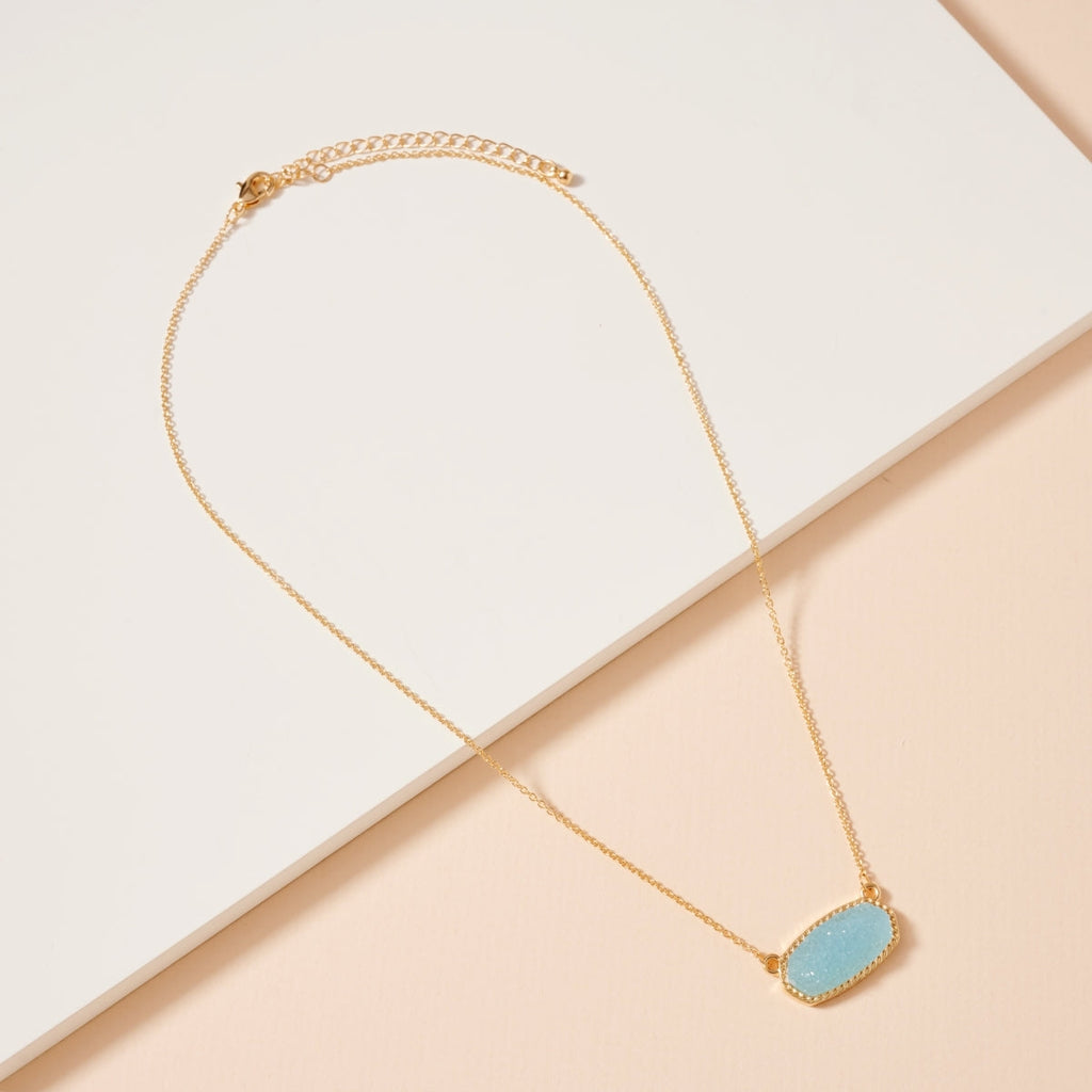 Druzy Stone Charm Short Necklace