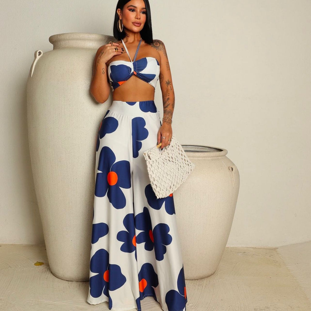 Coastal Bloom Two-Piece Pant Set