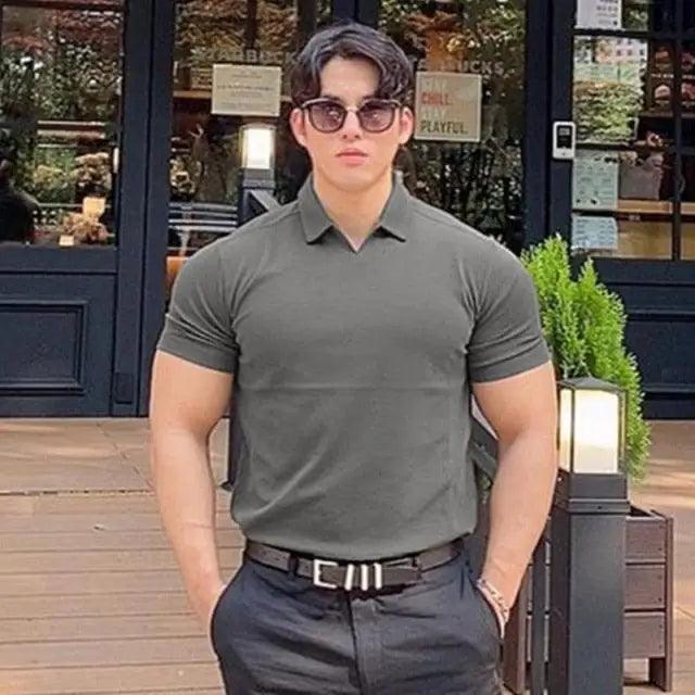 Men’s Slim Fit Polo T-Shirt Summer Casual Gym Workout Muscle Tee