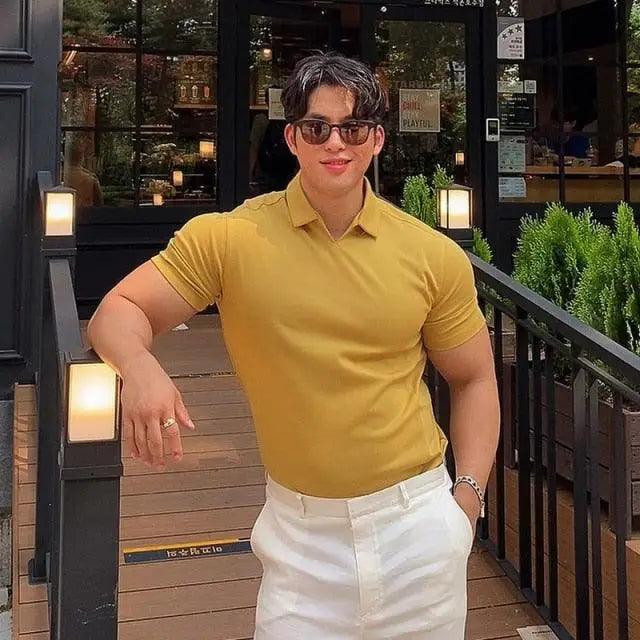 Men’s Slim Fit Polo T-Shirt Summer Casual Gym Workout Muscle Tee