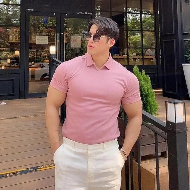 Men’s Slim Fit Polo T-Shirt Summer Casual Gym Workout Muscle Tee