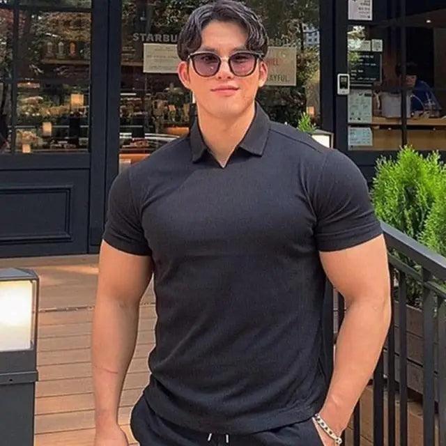 Men’s Slim Fit Polo T-Shirt Summer Casual Gym Workout Muscle Tee