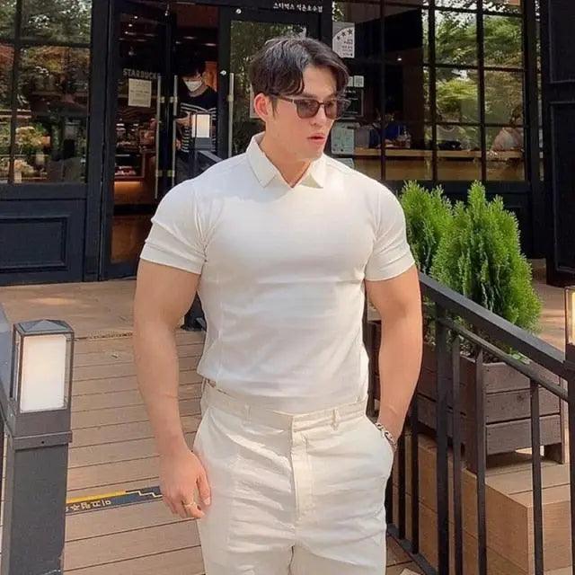 Men’s Slim Fit Polo T-Shirt Summer Casual Gym Workout Muscle Tee