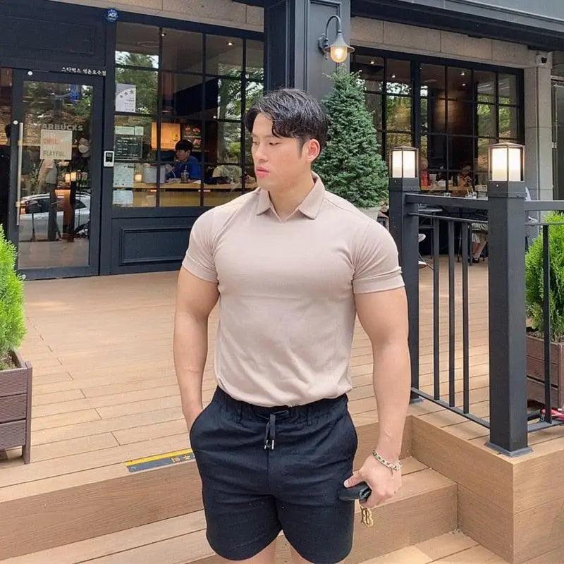 Men’s Slim Fit Polo T-Shirt Summer Casual Gym Workout Muscle Tee
